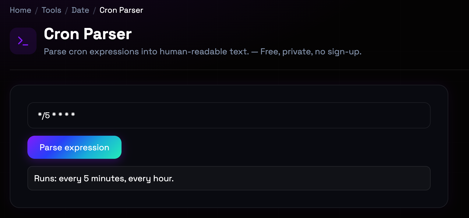 How to use Cron Parser online — free, fast, and private